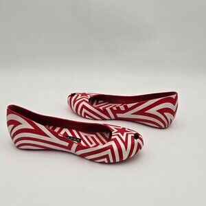 Melissa x Gareth Pugh Red and White Flats Peep Toe